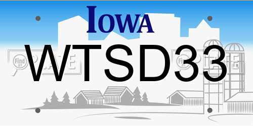 WTSD33 Iowa License Plate