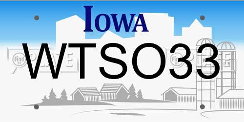 WTSO33 Iowa License Plate