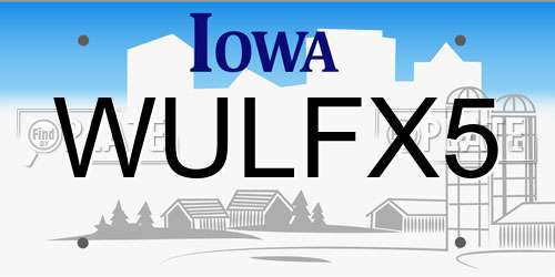 WULFX5 Iowa License Plate