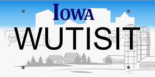 WUTISIT Iowa License Plate