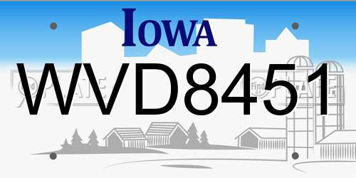 WVD8451 Iowa License Plate