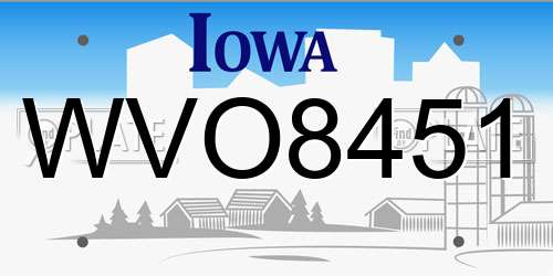 WVO8451 Iowa License Plate