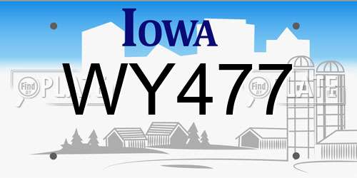 WY477 Iowa License Plate