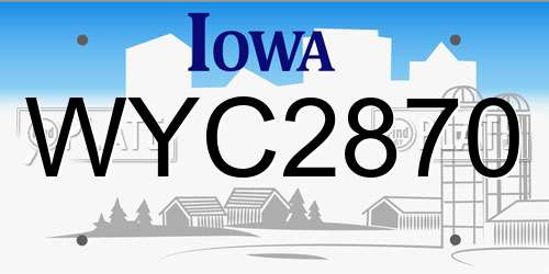 WYC2870 Iowa License Plate