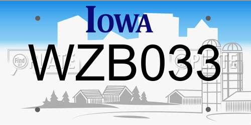 WZB033 Iowa License Plate