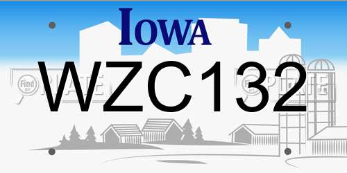 WZC132 Iowa License Plate