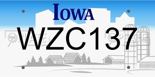 WZC137 Iowa License Plate