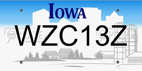 WZC13Z Iowa License Plate