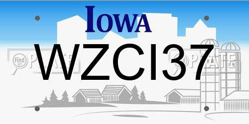 WZCI37 Iowa License Plate