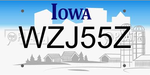 WZJ55Z Iowa License Plate