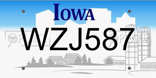 WZJ587 Iowa License Plate
