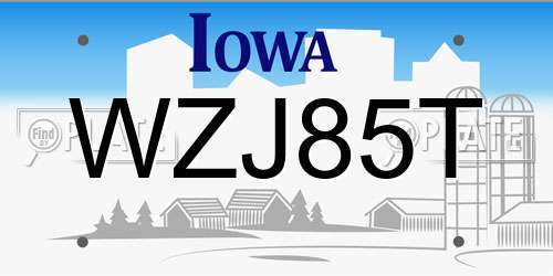 WZJ85T Iowa License Plate