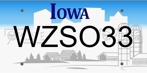 WZSO33 Iowa License Plate