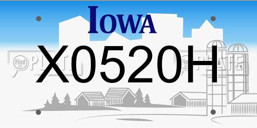 X0520H Iowa License Plate