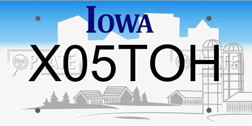 X05TOH Iowa License Plate
