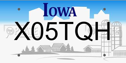 X05TQH Iowa License Plate
