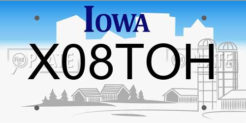 X08TOH Iowa License Plate