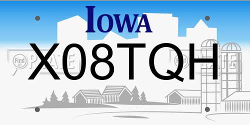 X08TQH Iowa License Plate