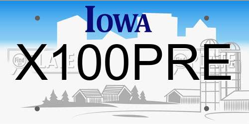 X100PRE Iowa License Plate