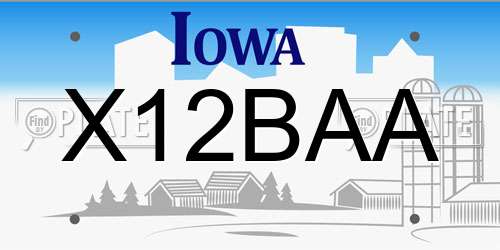 X12BAA Iowa License Plate