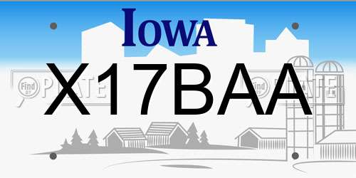 X17BAA Iowa License Plate