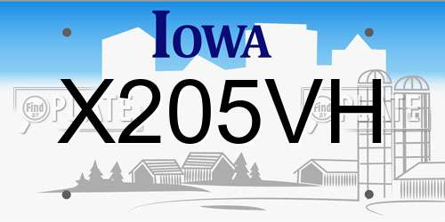 X205VH Iowa License Plate