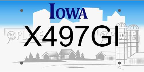 X497GI Iowa License Plate