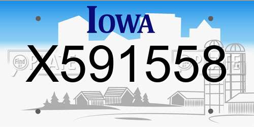 X591558 Iowa License Plate