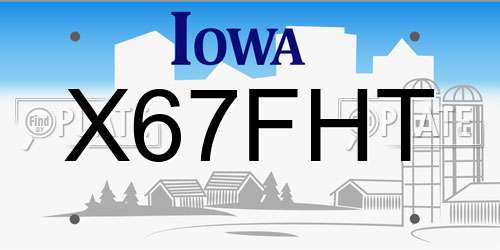 X67FHT Iowa License Plate