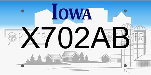X702AB Iowa License Plate