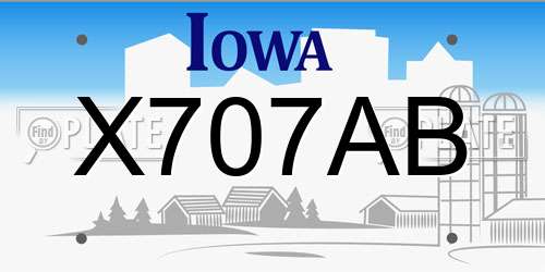 X707AB Iowa License Plate