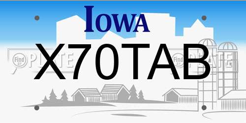 X70TAB Iowa License Plate
