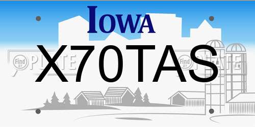 X70TAS Iowa License Plate