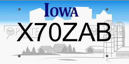 X70ZAB Iowa License Plate