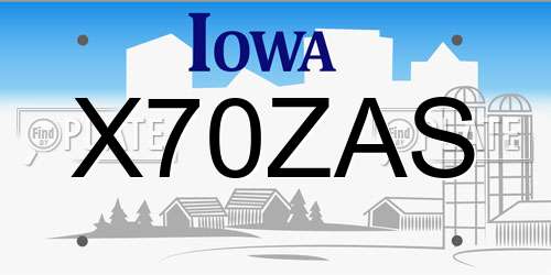 X70ZAS Iowa License Plate