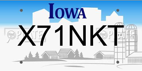 X71NKT Iowa License Plate