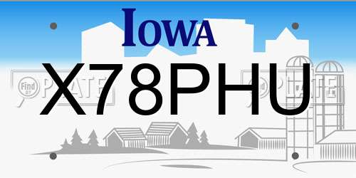 X78PHU Iowa License Plate