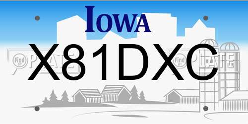 X81DXC Iowa License Plate