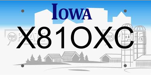 X81OXC Iowa License Plate