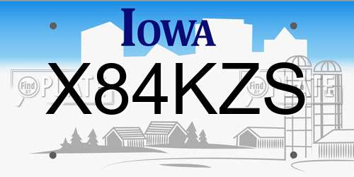 X84KZS Iowa License Plate