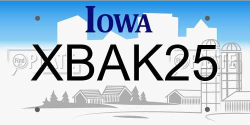 XBAK25 Iowa License Plate