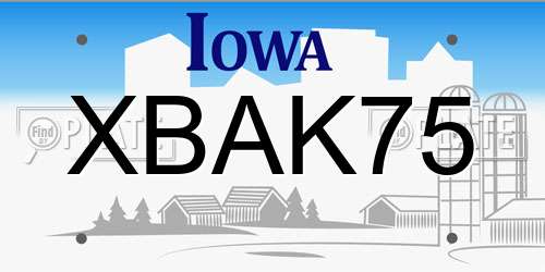 XBAK75 Iowa License Plate
