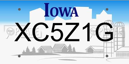 XC5Z1G Iowa License Plate
