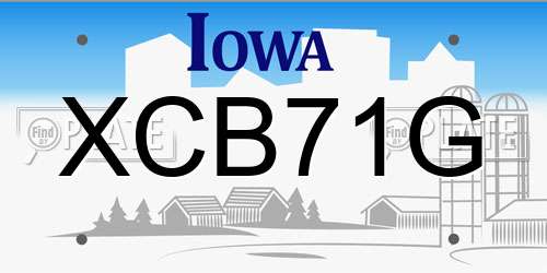 XCB71G Iowa License Plate