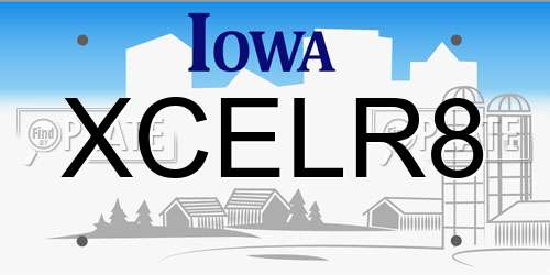 XCELR8 Iowa License Plate