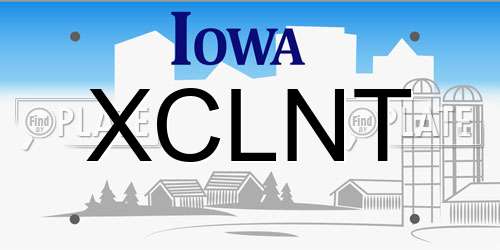 XCLNT Iowa License Plate