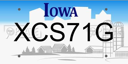 XCS71G Iowa License Plate
