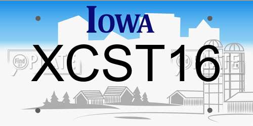 XCST16 Iowa License Plate