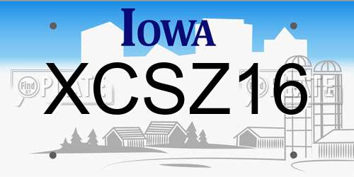XCSZ16 Iowa License Plate