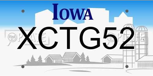 XCTG52 Iowa License Plate